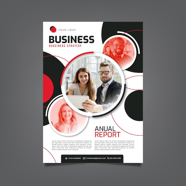 Business flyer template with mosaic photo
