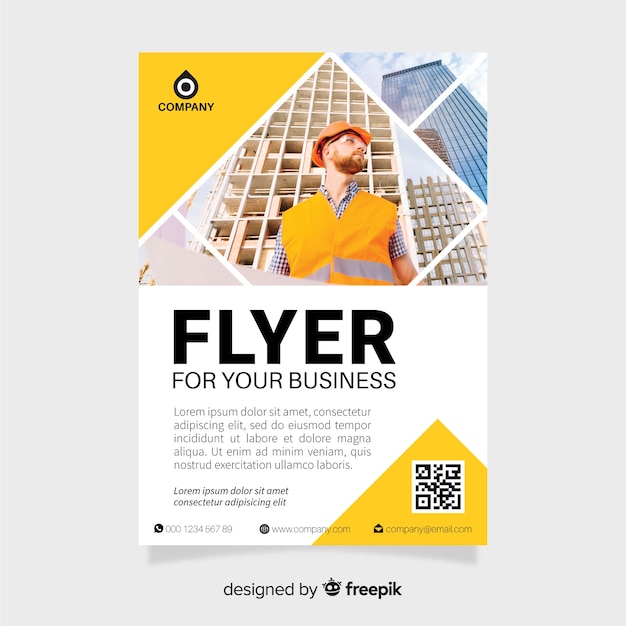 Business flyer template with mosaic pictures