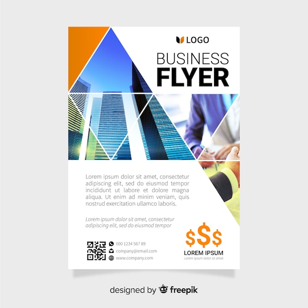 Free vector business flyer template with mosaic pictures