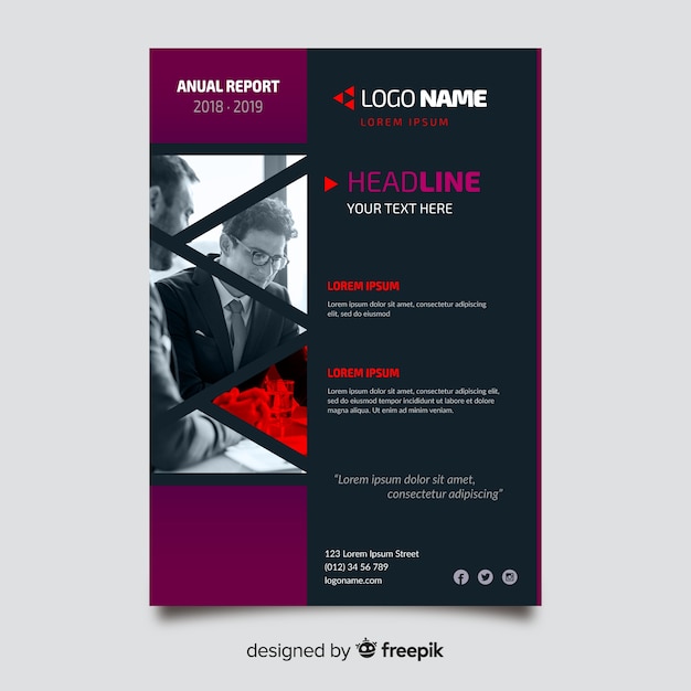 Free vector business flyer template with mosaic pictures