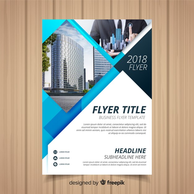 Business flyer template with mosaic pictures