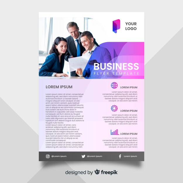 Business flyer template with photo