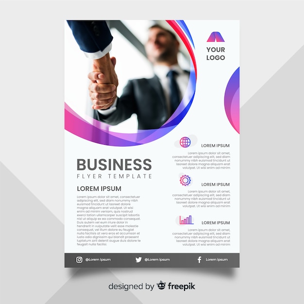 Business flyer template with photo