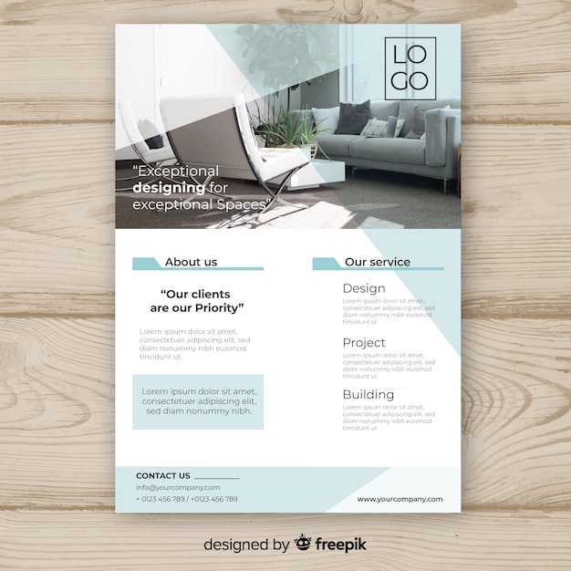 Business flyer template with photo