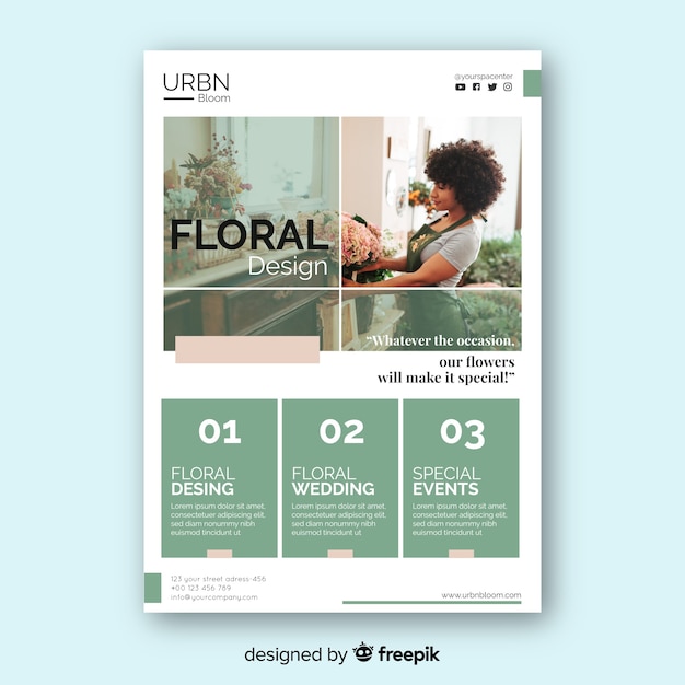 Business flyer template with photo