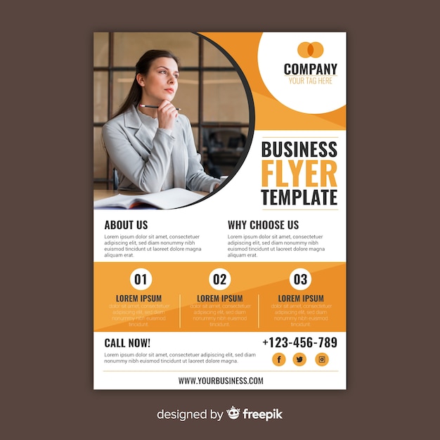 Business flyer template with photo