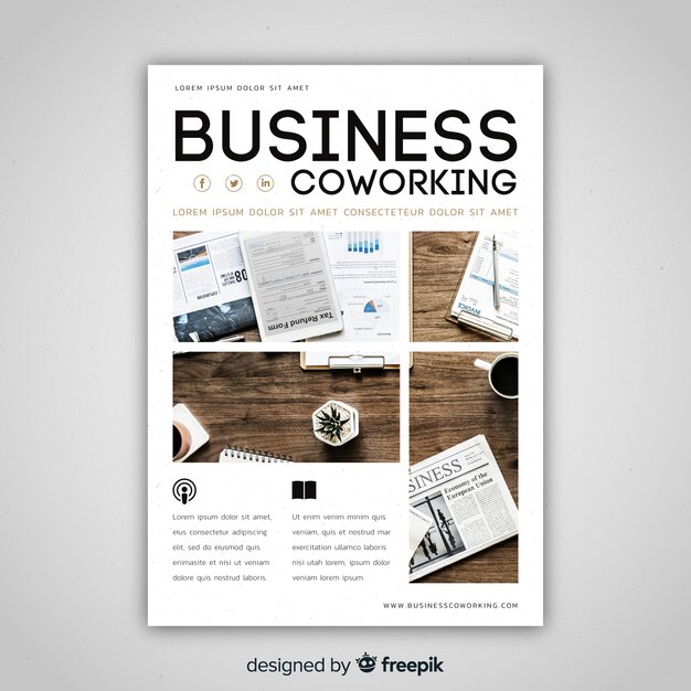 Free vector business flyer template with photo