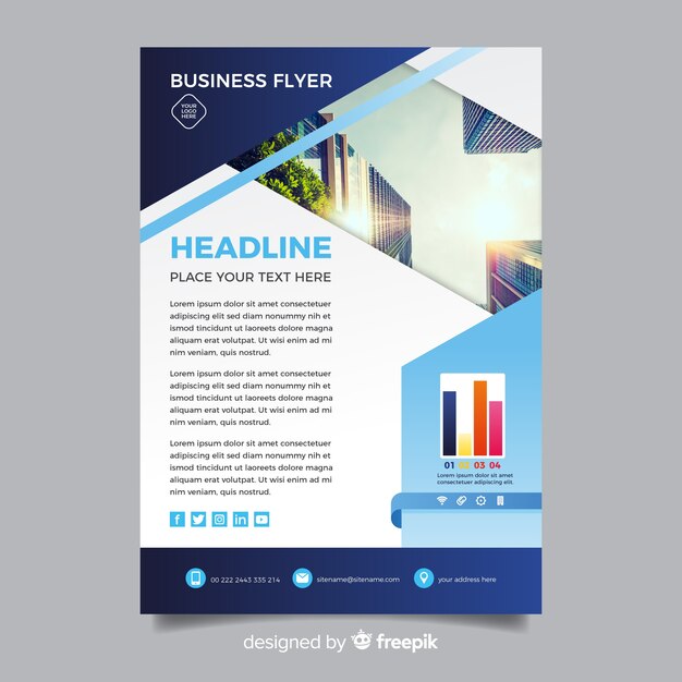 Business flyer template with photo