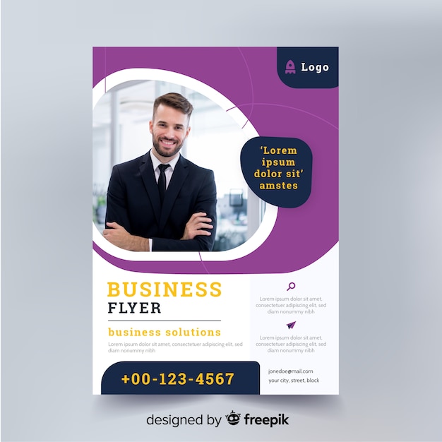 Business flyer template with photo
