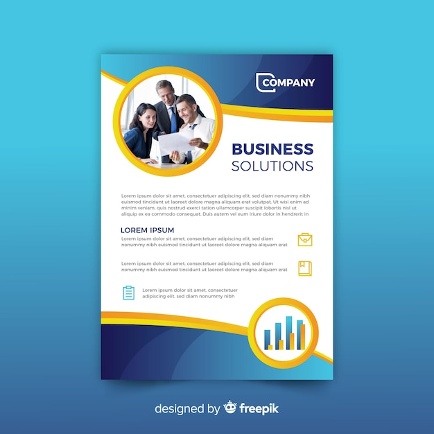 Business flyer template with photo