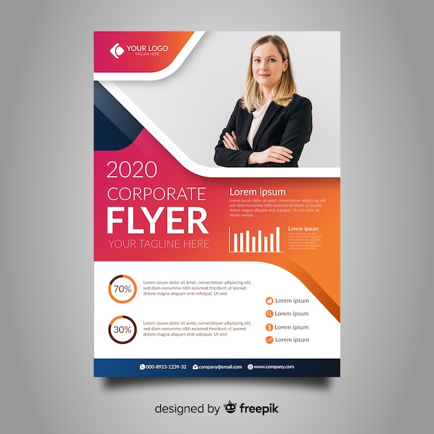 Business flyer template with photo