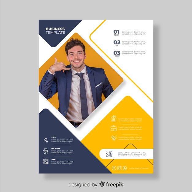 Business flyer template with photo