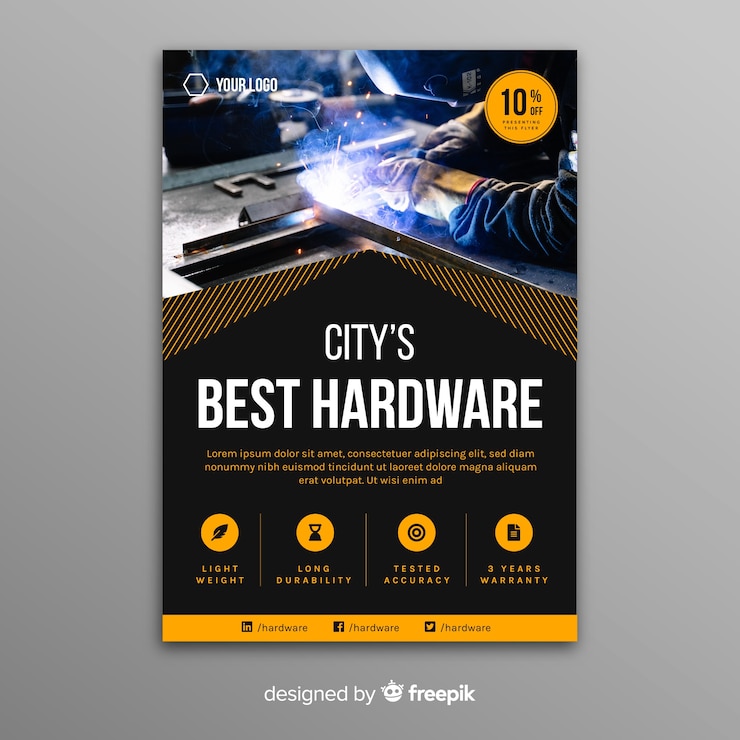 Free Vector business flyer template with photo