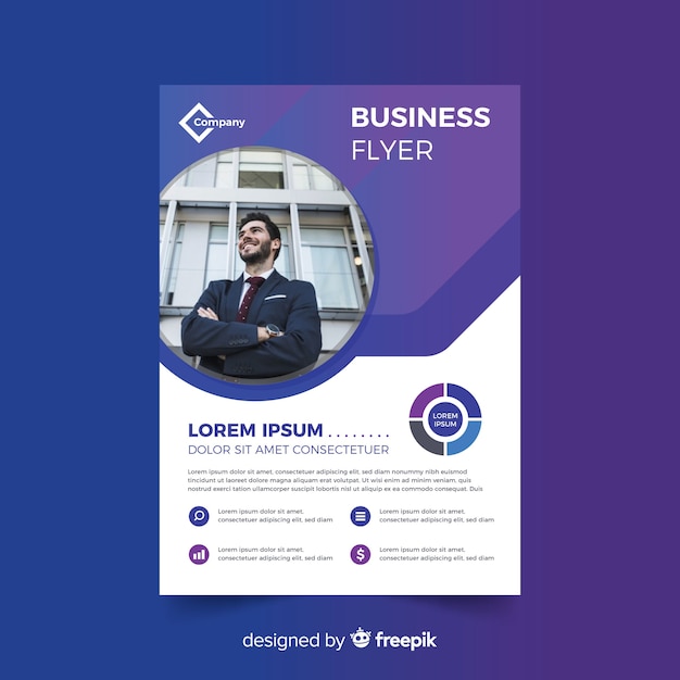 Business flyer template with photo