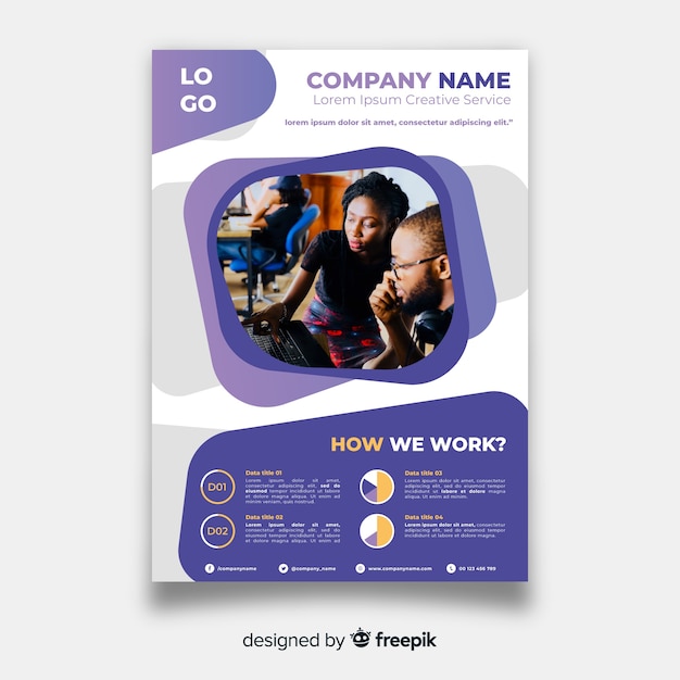 Business flyer template with photo