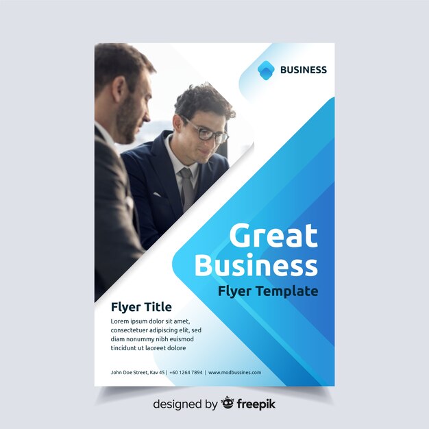 Business flyer template with photo