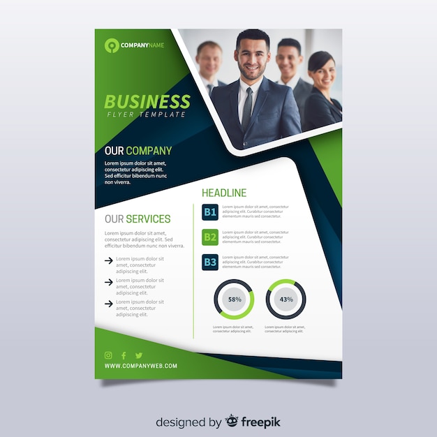 Business flyer template with photo