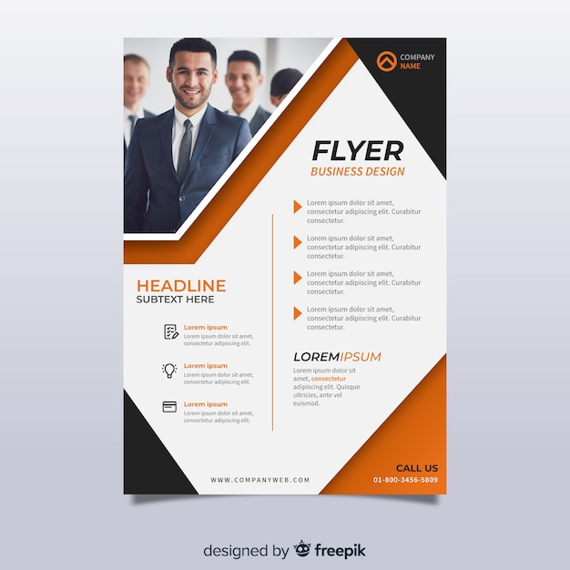 Business flyer template with photo