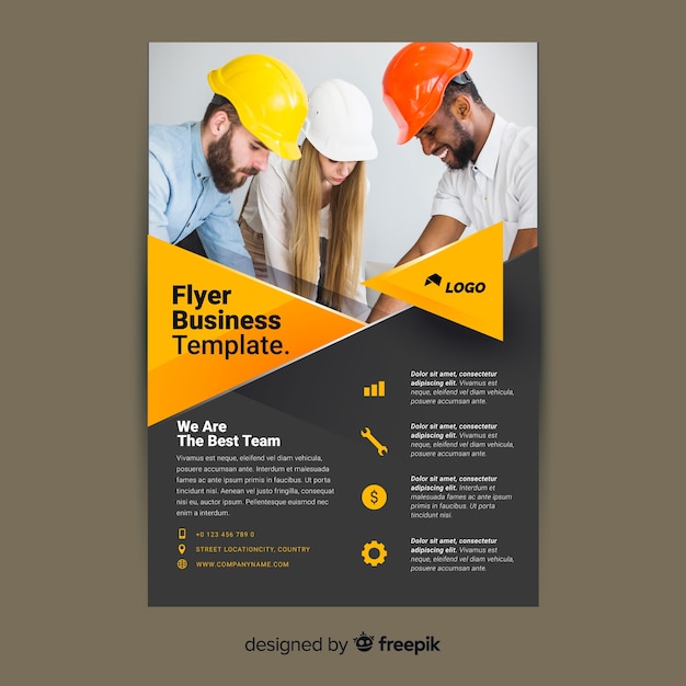 Free vector business flyer template with photo