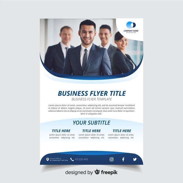 Business flyer template with photo