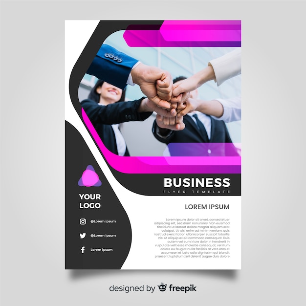 Free vector business flyer template with photo