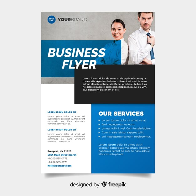 Business flyer template with photo