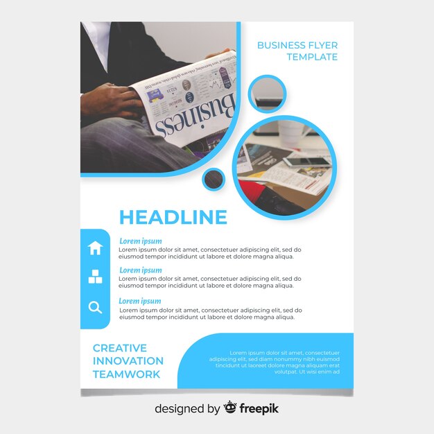 Business flyer template with photo