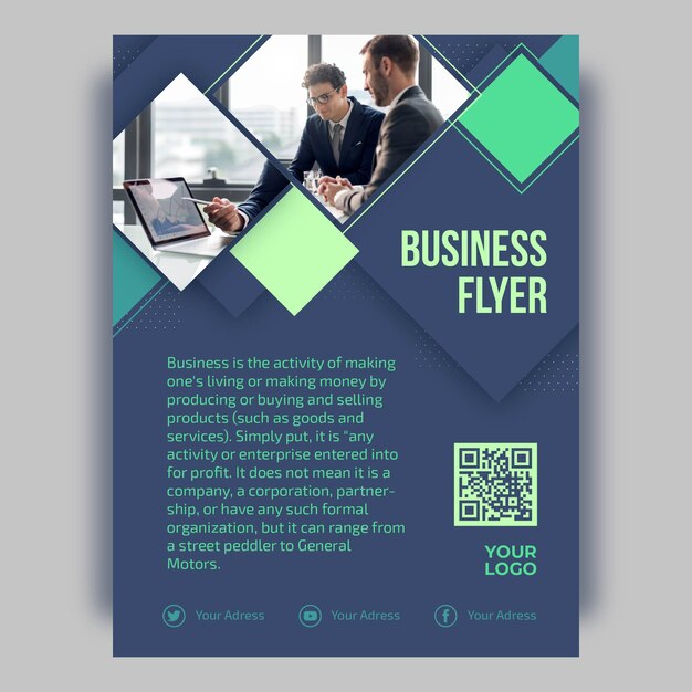 Business flyer template with photo