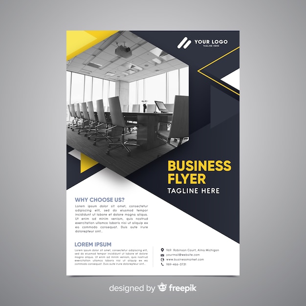 Business flyer template with photo