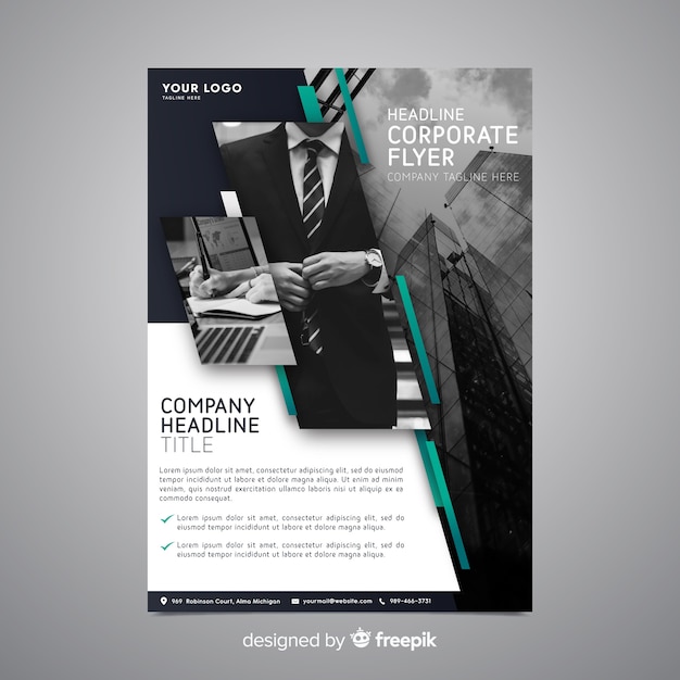 Business flyer template with photo