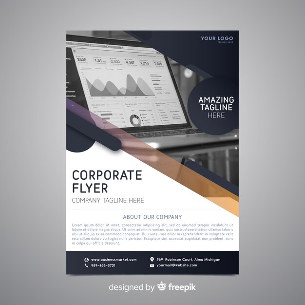 Business flyer template with photo