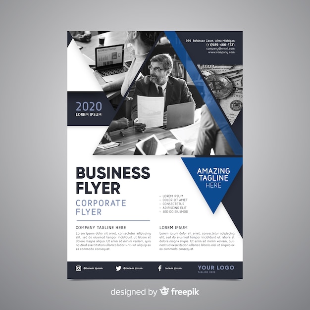 Business flyer template with photo