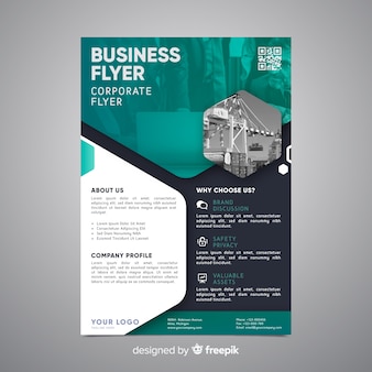 Business flyer template with photo