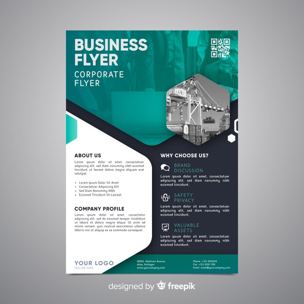 Business flyer template with photo