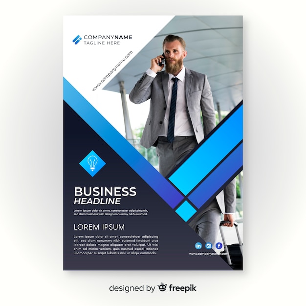 Business flyer template with photo