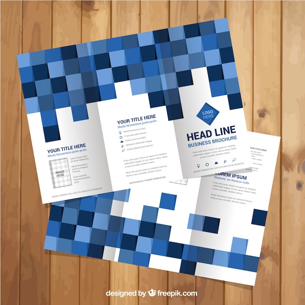 Business flyer template with squares in blue tones