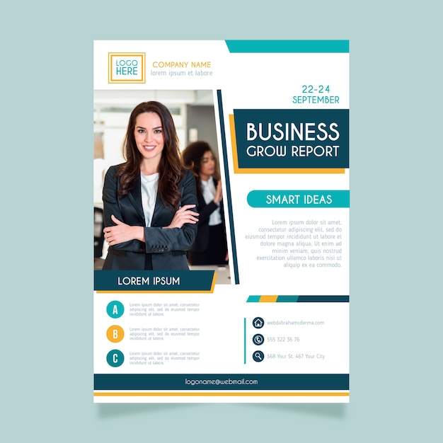 Business flyer with photo abstract style