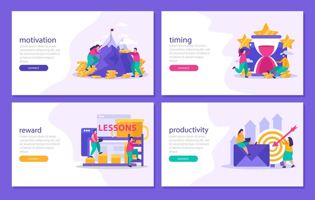 Business gamification banner template set