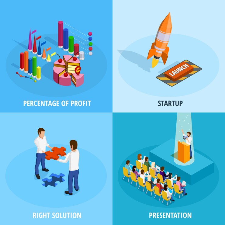 Free Vector business goal achievement isometric concept