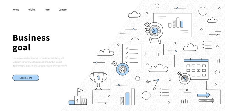 Free Vector business goal doodle landing page success concept