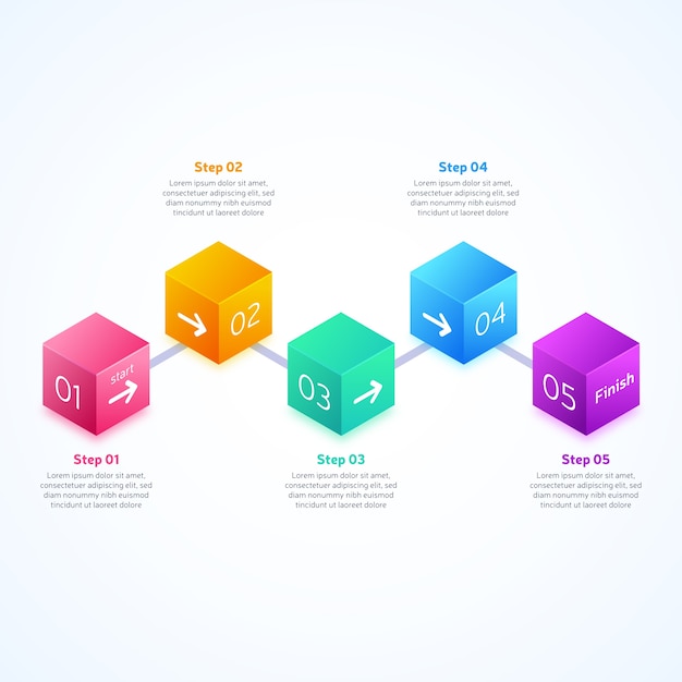 무료 벡터 비즈니스 그라데이션 단계 infographic