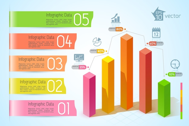 Free vector business graphs infographic