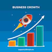 Free vector business growth concept with rocket