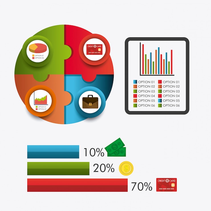 Free Vector business growth and money savings statistics 