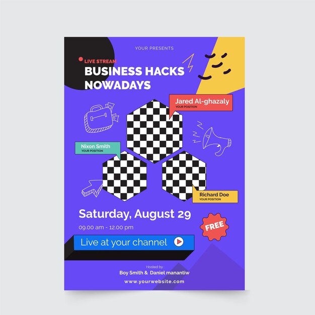 Free vector business hacks nowadays poster template