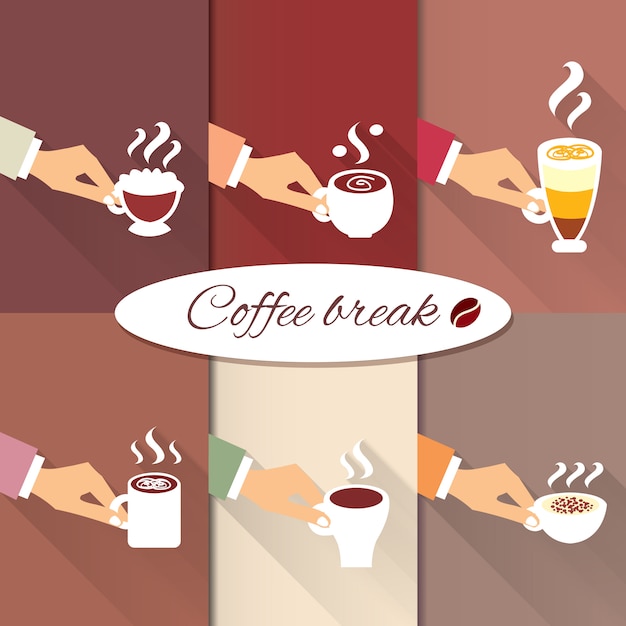 Бесплатное векторное изображение Деловые руки предлагают горячие кофейные напитки