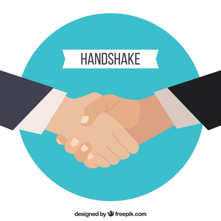 Free Vector business handshake background in flat style