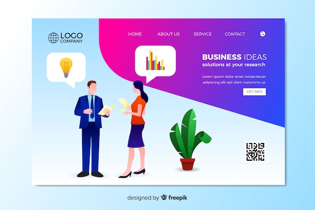 Free vector business ideas landing page template