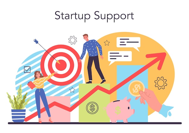 Free vector business incubator concept business people and investors supporting new businesses money and professional assistance for start up project isolated flat vector illustration