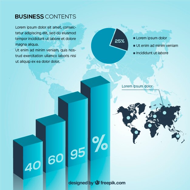 Infografica affari in toni di blu